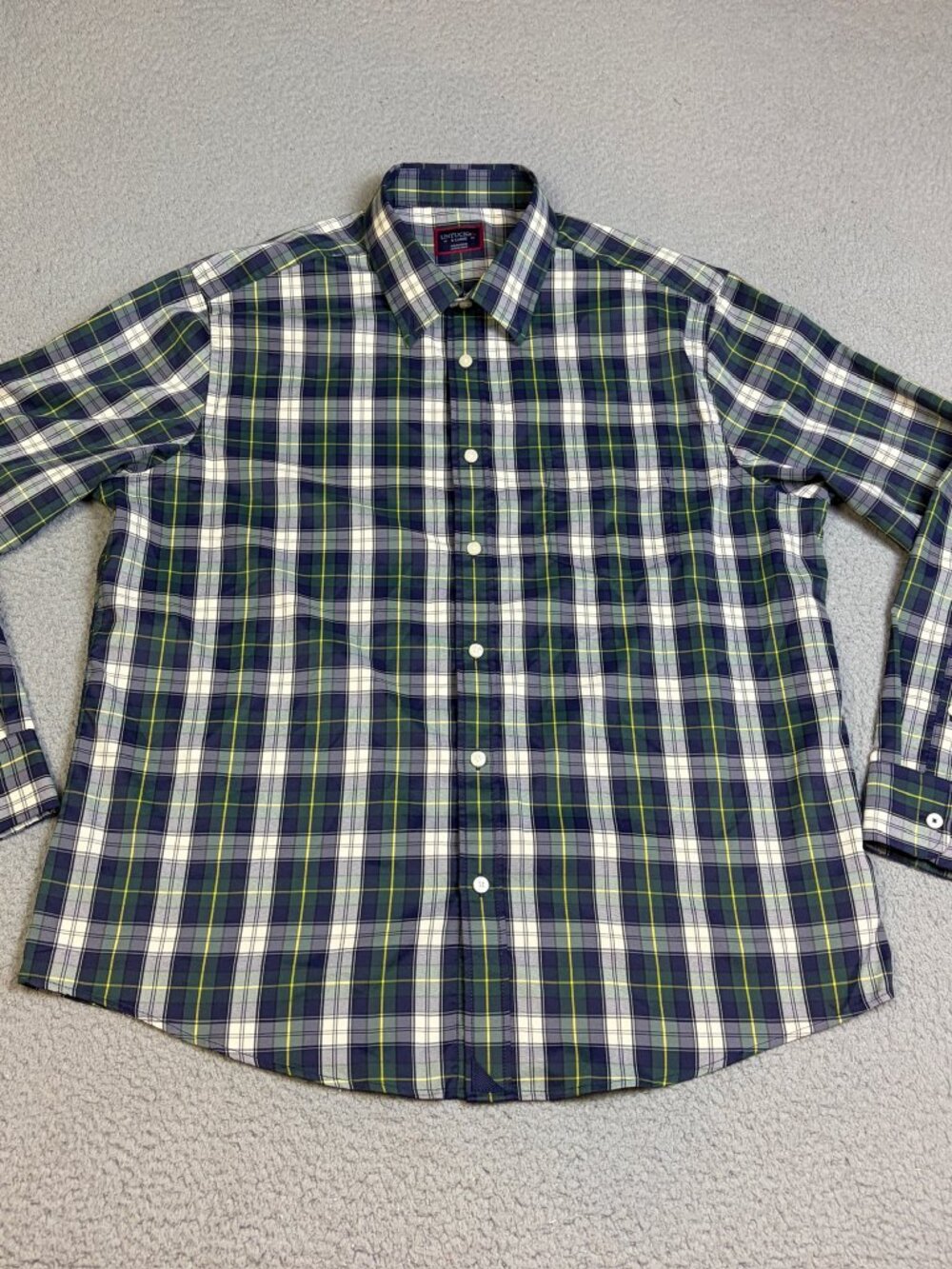UNTUCKit Shirt Mens Size X-Large Blue Green Long Sleeve Plaid Casual Polyester